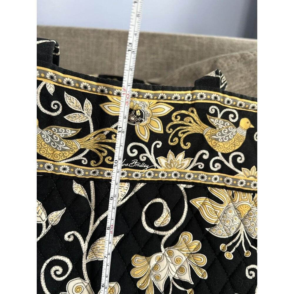 Vera Bradley Morgan Pleated Shoulder Bag Tote Black Yellow Bird Retired Pattern - Picture 9 of 9